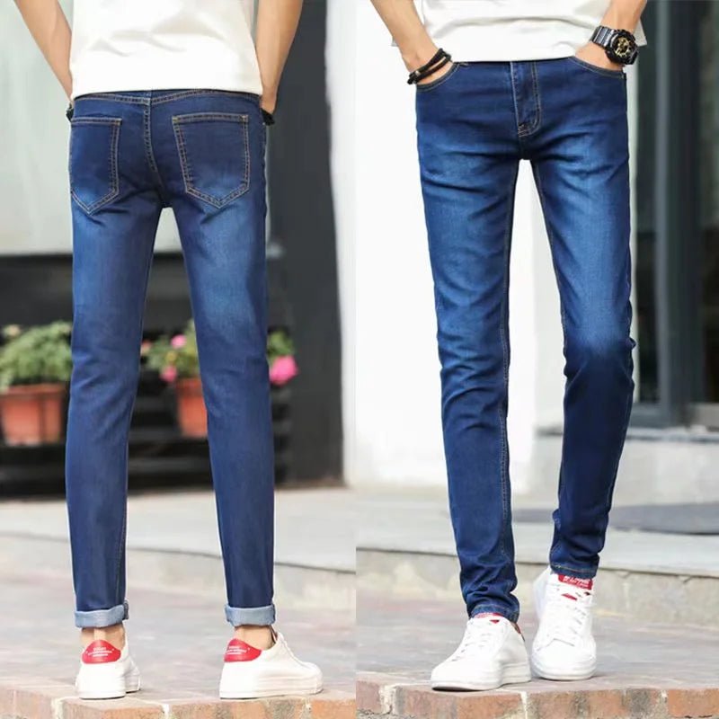 Fashion Mens Slim Fit Denim Pencil Pants High Quality Black White Skinny Stretch Jeans Mens High Street Jeans Four Season - Maison zamor