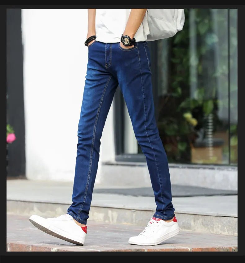 Fashion Mens Slim Fit Denim Pencil Pants High Quality Black White Skinny Stretch Jeans Mens High Street Jeans Four Season - Maison zamor