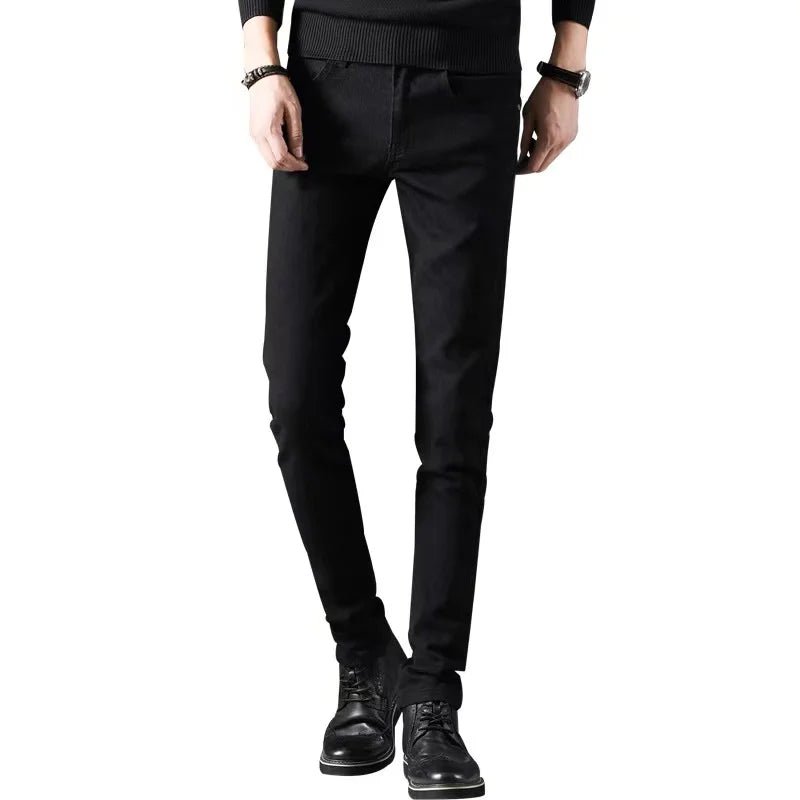 Fashion Mens Slim Fit Denim Pencil Pants High Quality Black White Skinny Stretch Jeans Mens High Street Jeans Four Season - Maison zamor