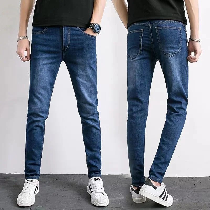 Fashion Mens Slim Fit Denim Pencil Pants High Quality Black White Skinny Stretch Jeans Mens High Street Jeans Four Season - Maison zamor