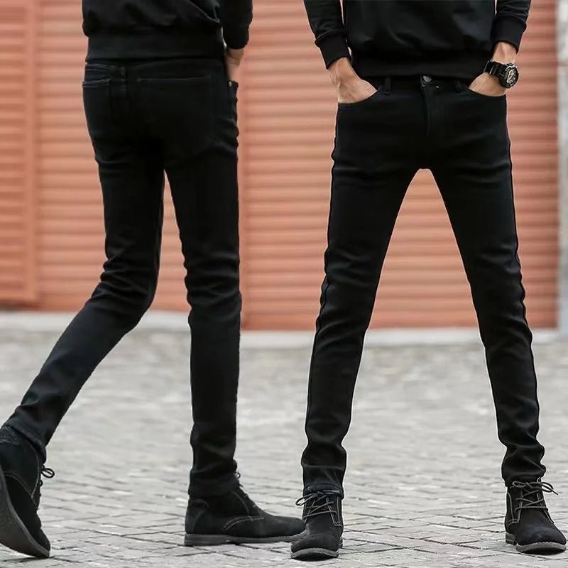 Fashion Mens Slim Fit Denim Pencil Pants High Quality Black White Skinny Stretch Jeans Mens High Street Jeans Four Season - Maison zamor