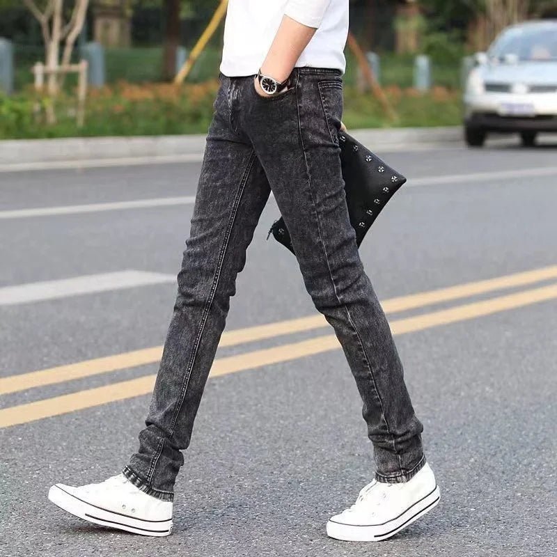 Fashion Mens Slim Fit Denim Pencil Pants High Quality Black White Skinny Stretch Jeans Mens High Street Jeans Four Season - Maison zamor