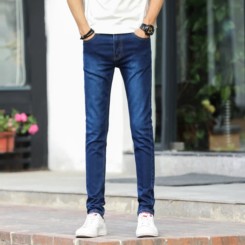 Fashion Mens Slim Fit Denim Pencil Pants High Quality Black White Skinny Stretch Jeans Mens High Street Jeans Four Season - Maison zamor