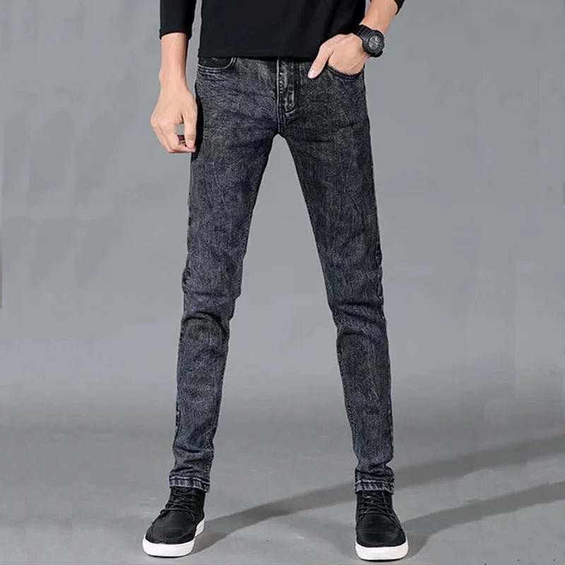 Fashion Mens Slim Fit Denim Pencil Pants High Quality Black White Skinny Stretch Jeans Mens High Street Jeans Four Season - Maison zamor