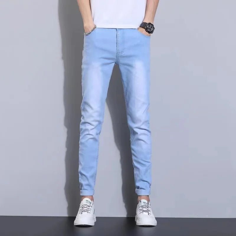 Fashion Mens Slim Fit Denim Pencil Pants High Quality Black White Skinny Stretch Jeans Mens High Street Jeans Four Season - Maison zamor