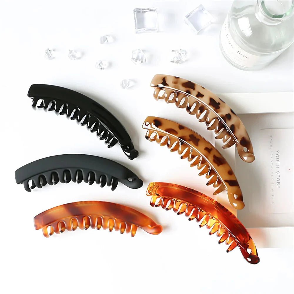 Frosted Solid Color Banana Hair Clips – Fashion Ponytail Barrettes & Hair Claws for Women - Maison zamor