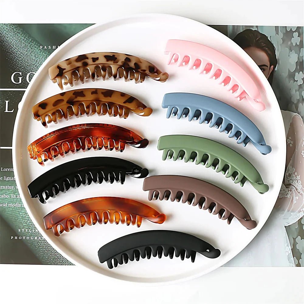 Frosted Solid Color Banana Hair Clips – Fashion Ponytail Barrettes & Hair Claws for Women - Maison zamor