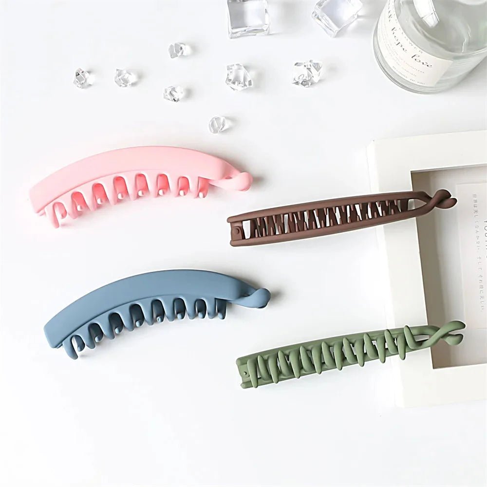 Frosted Solid Color Banana Hair Clips – Fashion Ponytail Barrettes & Hair Claws for Women - Maison zamor