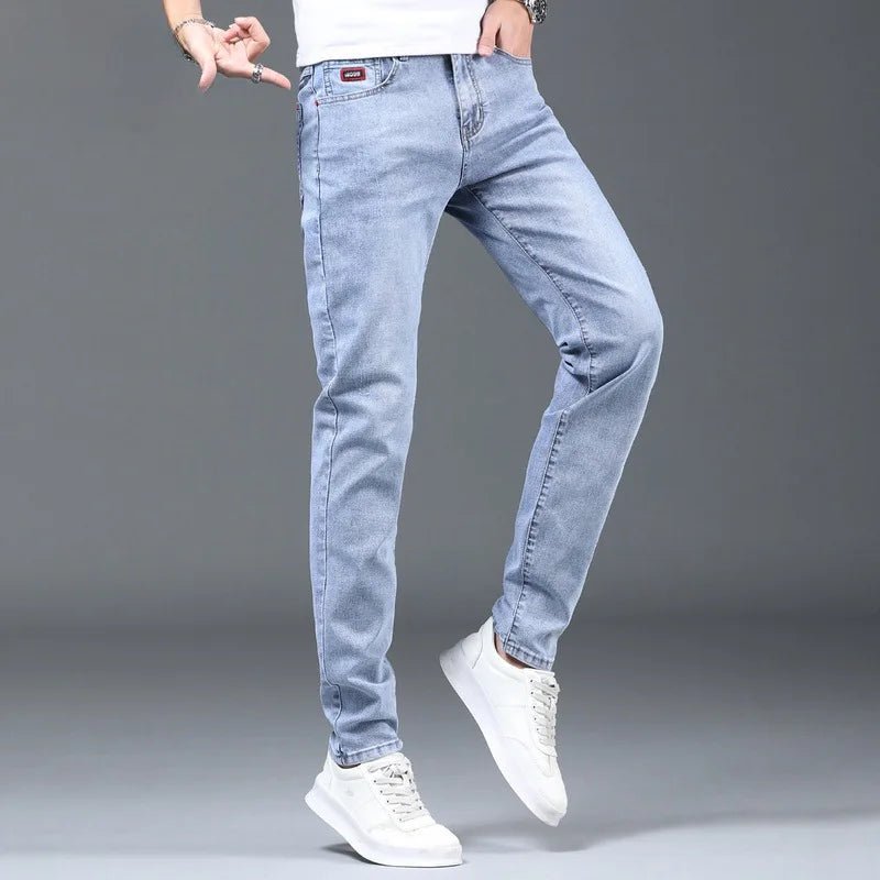 Jeans Distressed Pencil Jean Men Denim Ankle Length Pants Distressed Washed Spliced Zipper Fly Skinny Casual Spring Pockets - Maison zamor