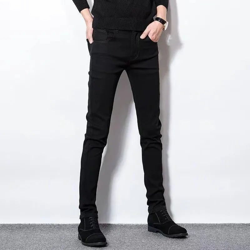 Jeans Distressed Pencil Jean Men Denim Ankle Length Pants Distressed Washed Spliced Zipper Fly Skinny Casual Spring Pockets - Maison zamor