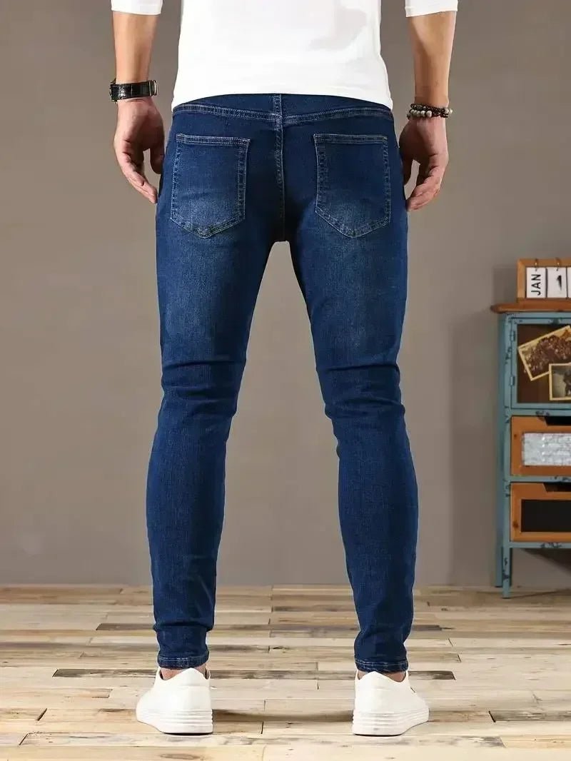 Man Classic Style Pants Light Blue Stretch Jeans Zipper Casual Slim Fit Trousers Male Pencil Pants Denim Skinny Jeans Men Brand - Maison zamor