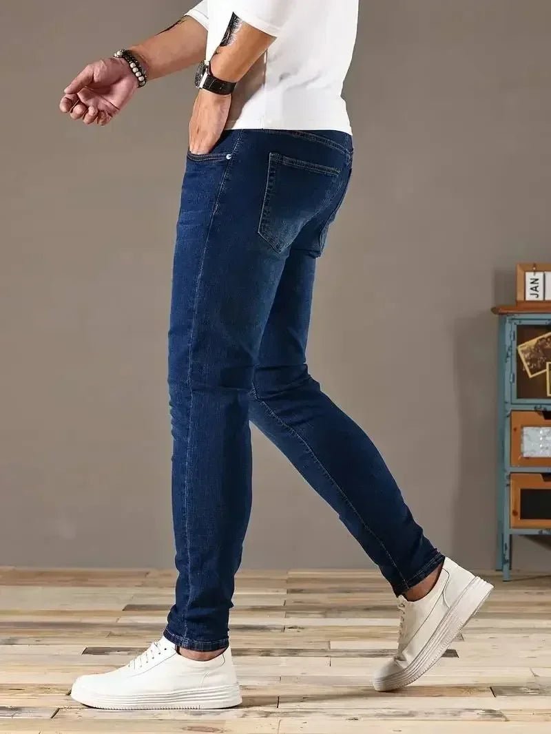 Man Classic Style Pants Light Blue Stretch Jeans Zipper Casual Slim Fit Trousers Male Pencil Pants Denim Skinny Jeans Men Brand - Maison zamor