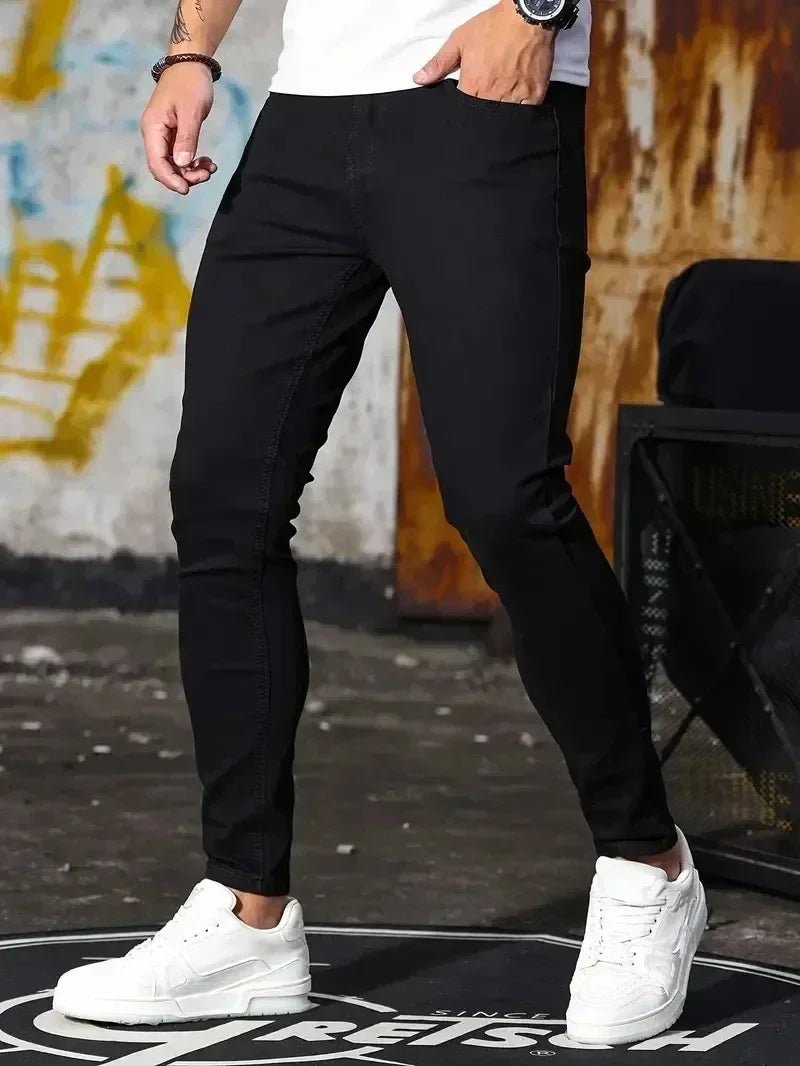 Man Classic Style Pants Light Blue Stretch Jeans Zipper Casual Slim Fit Trousers Male Pencil Pants Denim Skinny Jeans Men Brand - Maison zamor