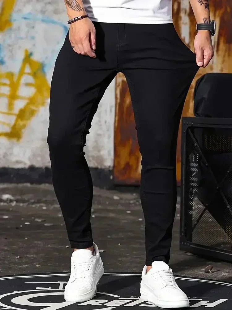 Man Classic Style Pants Light Blue Stretch Jeans Zipper Casual Slim Fit Trousers Male Pencil Pants Denim Skinny Jeans Men Brand - Maison zamor