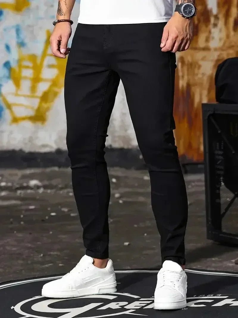 Man Classic Style Pants Light Blue Stretch Jeans Zipper Casual Slim Fit Trousers Male Pencil Pants Denim Skinny Jeans Men Brand - Maison zamor