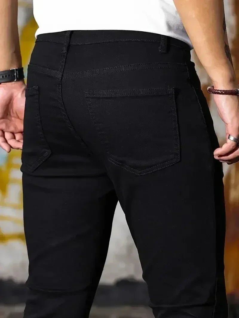 Man Classic Style Pants Light Blue Stretch Jeans Zipper Casual Slim Fit Trousers Male Pencil Pants Denim Skinny Jeans Men Brand - Maison zamor