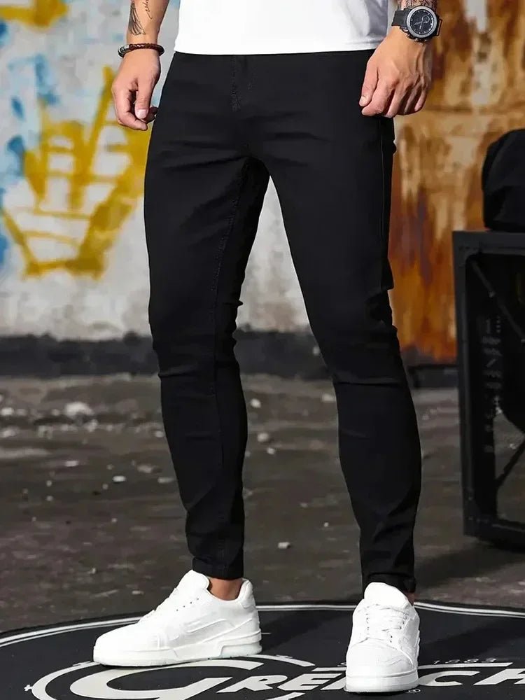 Man Classic Style Pants Light Blue Stretch Jeans Zipper Casual Slim Fit Trousers Male Pencil Pants Denim Skinny Jeans Men Brand - Maison zamor