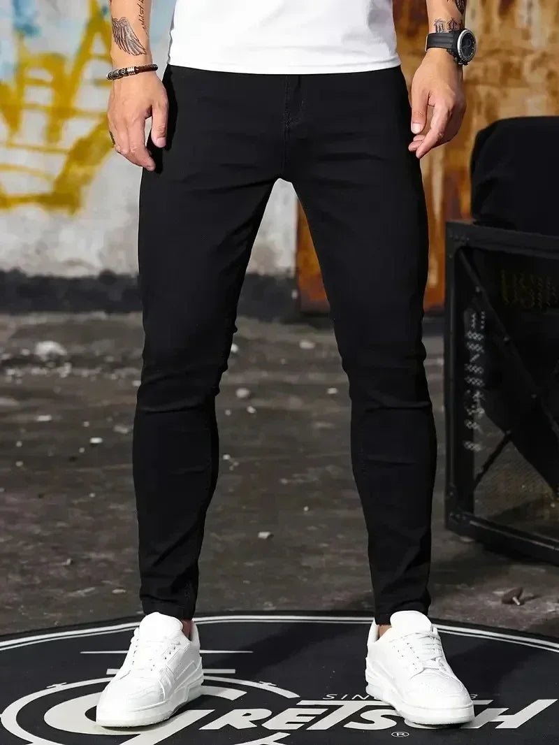Man Classic Style Pants Light Blue Stretch Jeans Zipper Casual Slim Fit Trousers Male Pencil Pants Denim Skinny Jeans Men Brand - Maison zamor