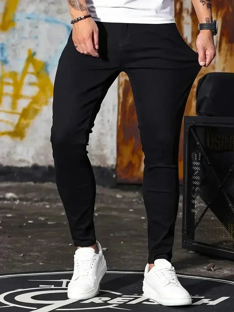 Man Classic Style Pants Light Blue Stretch Jeans Zipper Casual Slim Fit Trousers Male Pencil Pants Denim Skinny Jeans Men Brand - Maison zamor