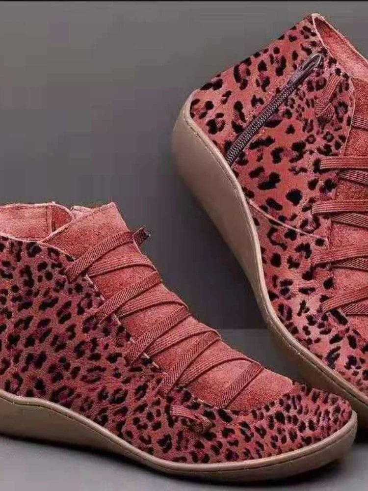 New Brand Women's Ankle Boots 2022 Casual Women Winter Boots Leopard Print Wedges Flat Booties Warm Women's Shoes Botas De Mujer - Maison zamor