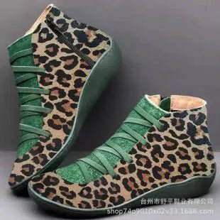 New Brand Women's Ankle Boots 2022 Casual Women Winter Boots Leopard Print Wedges Flat Booties Warm Women's Shoes Botas De Mujer - Maison zamor