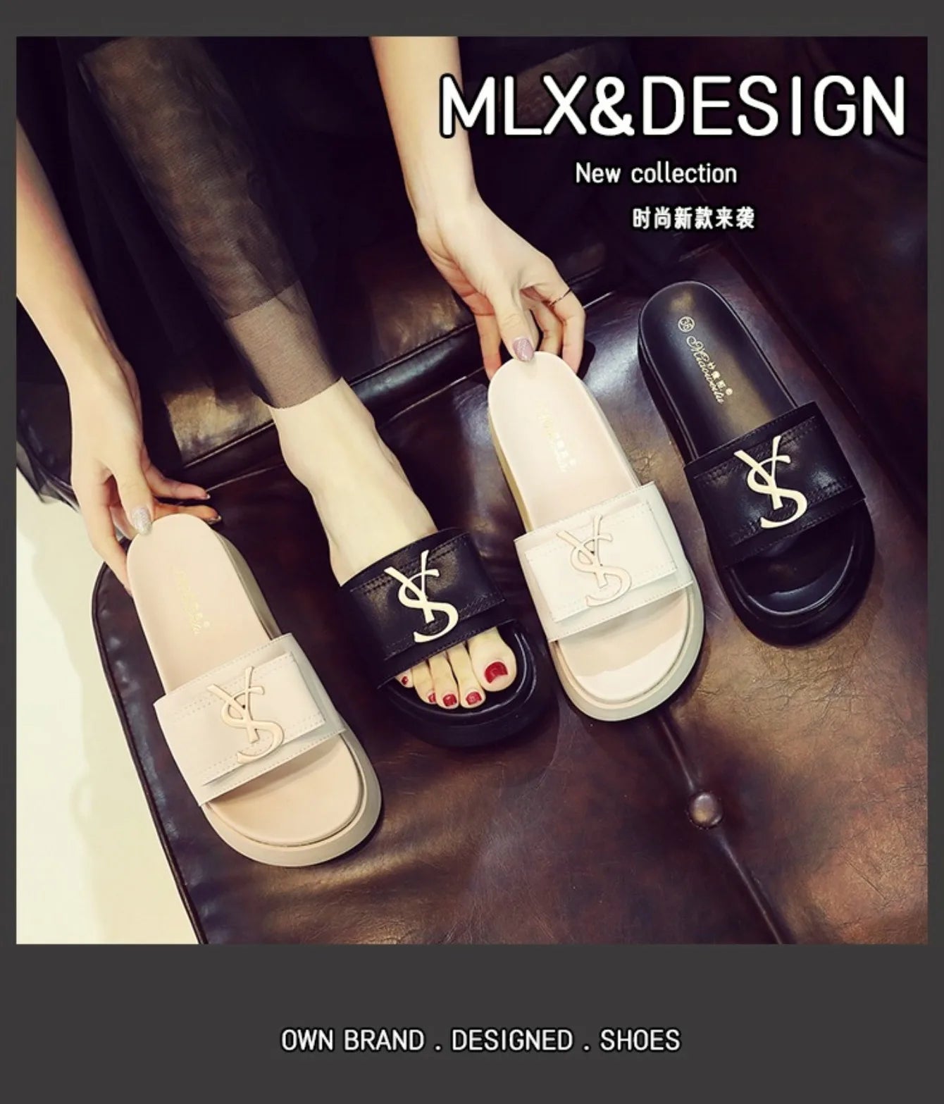 Slippers Luxury Shoes Women Platform Design Slides Fashion Letters Ladies Shoes Casual Slipper Outside Non - slip Slippers Sandals - Maison zamor