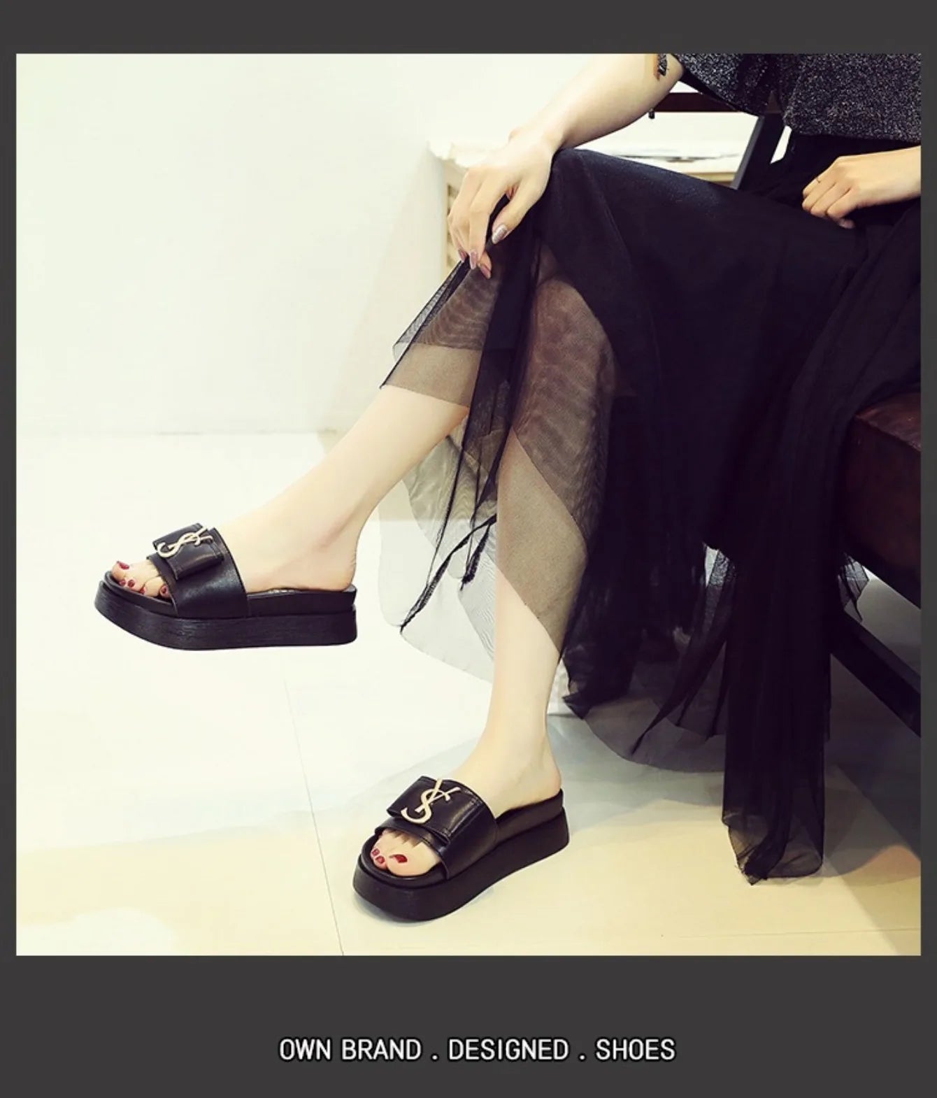 Slippers Luxury Shoes Women Platform Design Slides Fashion Letters Ladies Shoes Casual Slipper Outside Non - slip Slippers Sandals - Maison zamor