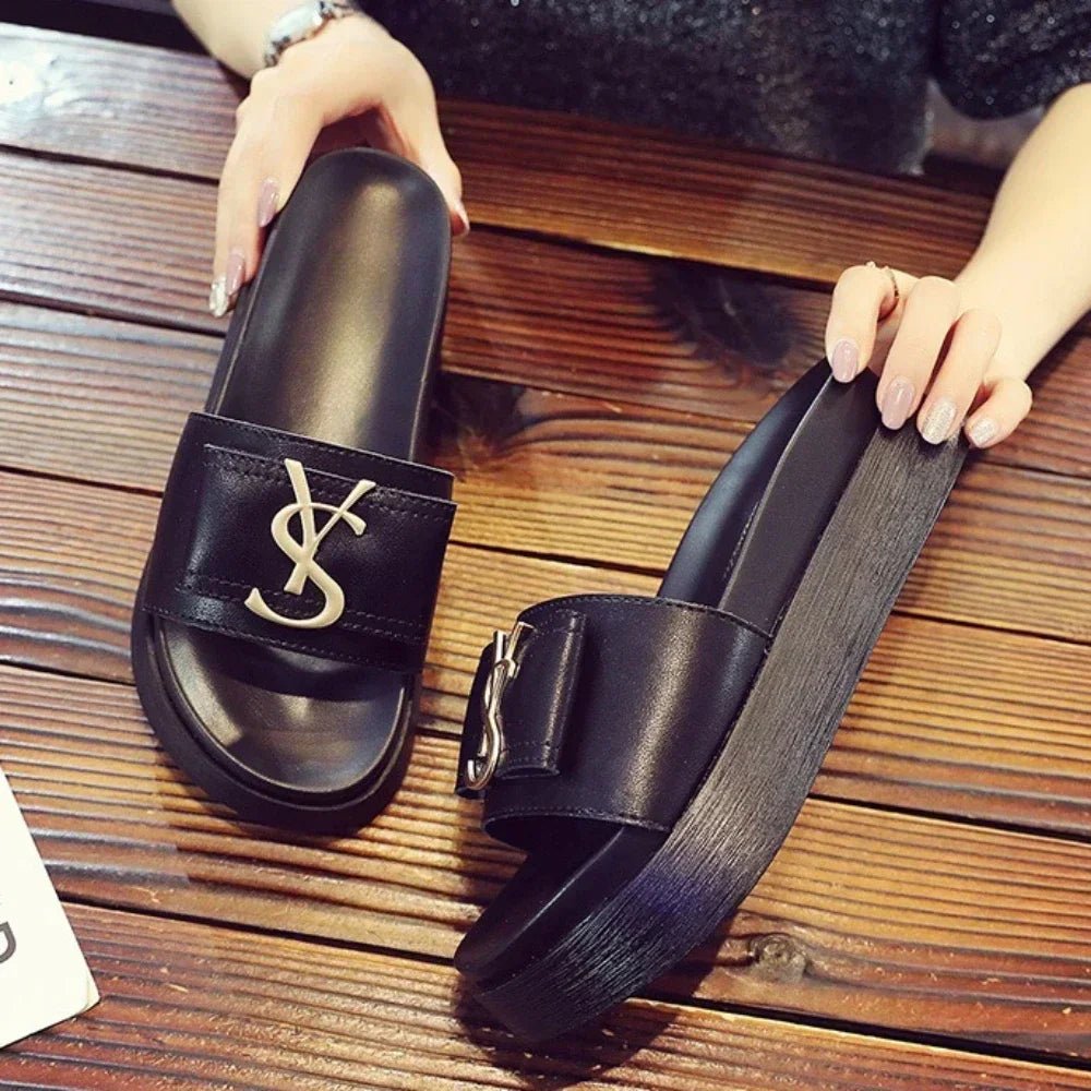 Slippers Luxury Shoes Women Platform Design Slides Fashion Letters Ladies Shoes Casual Slipper Outside Non - slip Slippers Sandals - Maison zamor