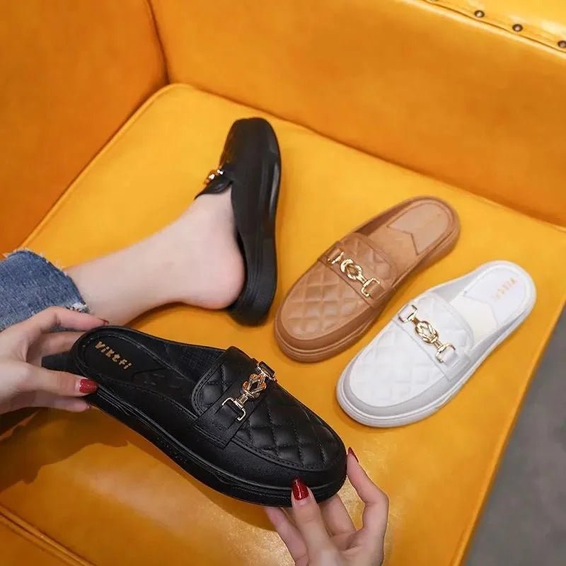 Summer Faion Women's Sandals Outdoor Slippers Spor Chic Flat Heel Korean Sle Pure Color Rubber Bot Paaged Head - Maison zamor