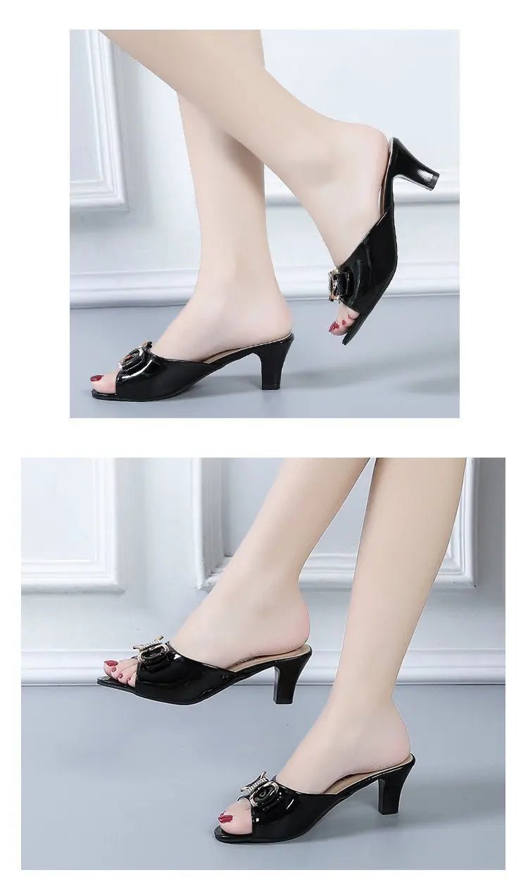 Summer Female Sandals Women Slippers Sexy Open Toe Fish Mouth Slippers Ladies Rhinestone Bowknot Slides Shoes Plus Size 42 - Maison zamor