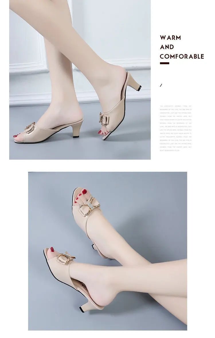 Summer Female Sandals Women Slippers Sexy Open Toe Fish Mouth Slippers Ladies Rhinestone Bowknot Slides Shoes Plus Size 42 - Maison zamor
