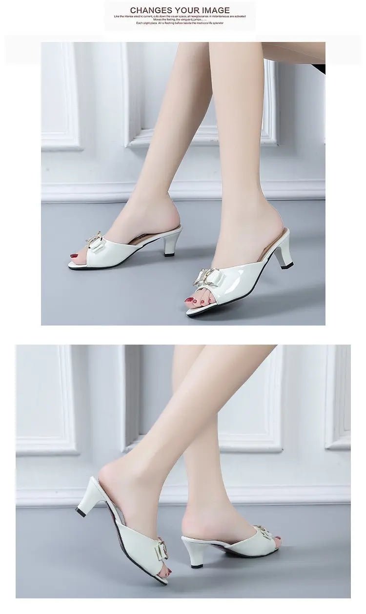 Summer Female Sandals Women Slippers Sexy Open Toe Fish Mouth Slippers Ladies Rhinestone Bowknot Slides Shoes Plus Size 42 - Maison zamor