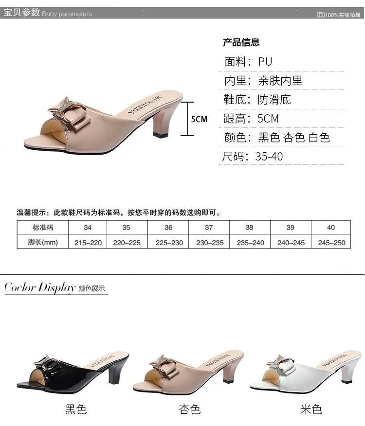 Summer Female Sandals Women Slippers Sexy Open Toe Fish Mouth Slippers Ladies Rhinestone Bowknot Slides Shoes Plus Size 42 - Maison zamor