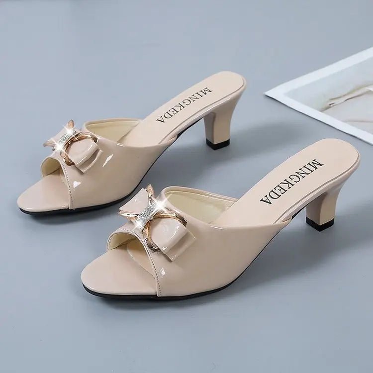 Summer Female Sandals Women Slippers Sexy Open Toe Fish Mouth Slippers Ladies Rhinestone Bowknot Slides Shoes Plus Size 42 - Maison zamor