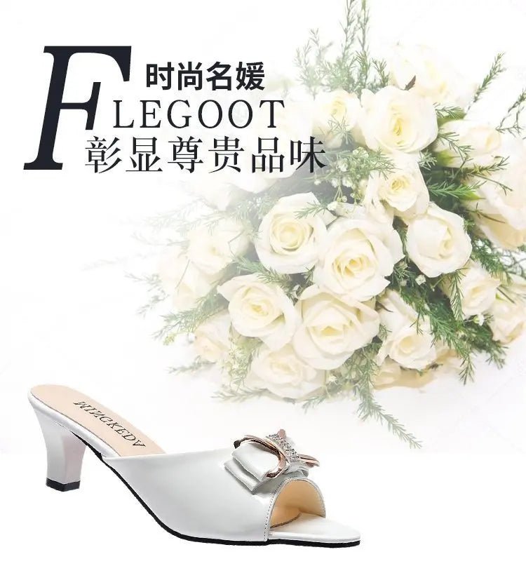 Summer Female Sandals Women Slippers Sexy Open Toe Fish Mouth Slippers Ladies Rhinestone Bowknot Slides Shoes Plus Size 42 - Maison zamor