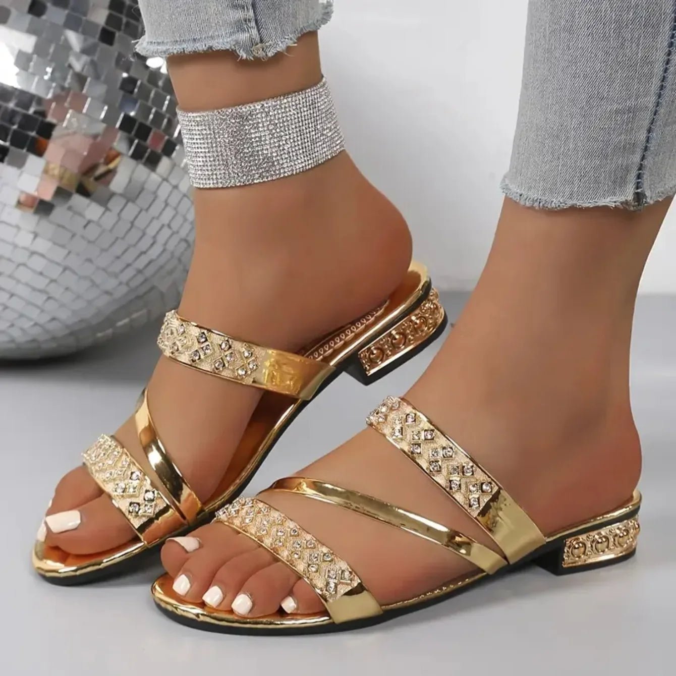 Summer Women Slippers Square Head Snake Pattern Shoes New Flat Bottom Slippers Women Transparent Belt Sandals Slides Women - Maison zamor