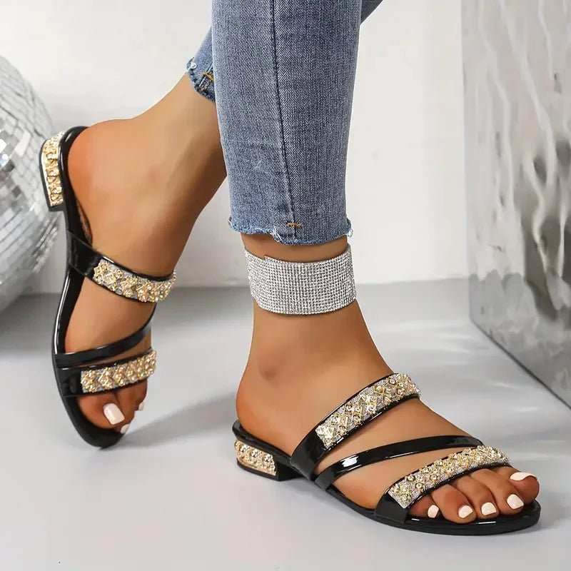 Summer Women Slippers Square Head Snake Pattern Shoes New Flat Bottom Slippers Women Transparent Belt Sandals Slides Women - Maison zamor