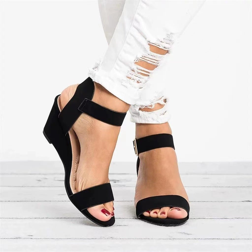 Summer Women's Sandals Fashion Open Toe Wedge Casual Shoes Women Plus Size Wedge High Heel Sandals Peep Toe Female 35 - 43 - Maison zamor