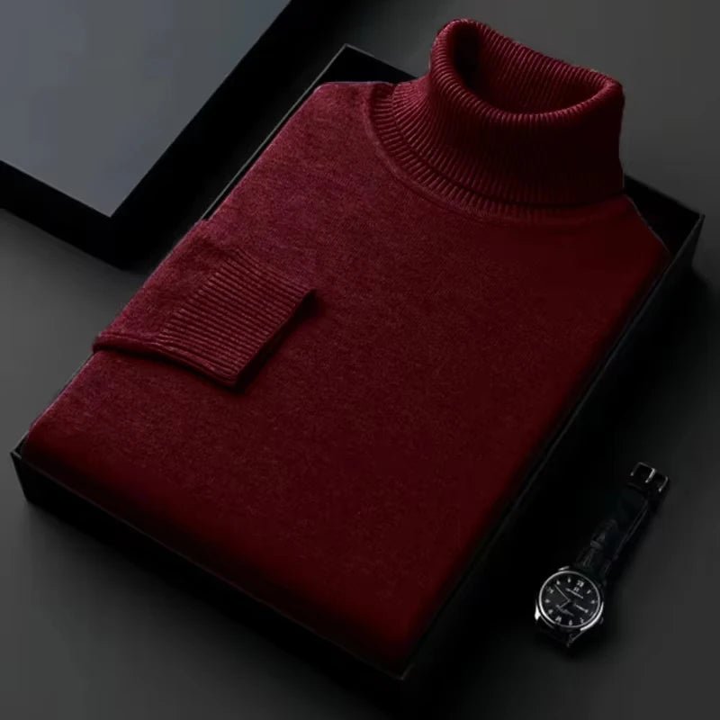 Sweatwear Mens Anti - pilling High Quality Knitted Turtleneck Sweater Slim Fit Long Sleeve Pullover Solid Color Trend Men Clothing - Maison zamor