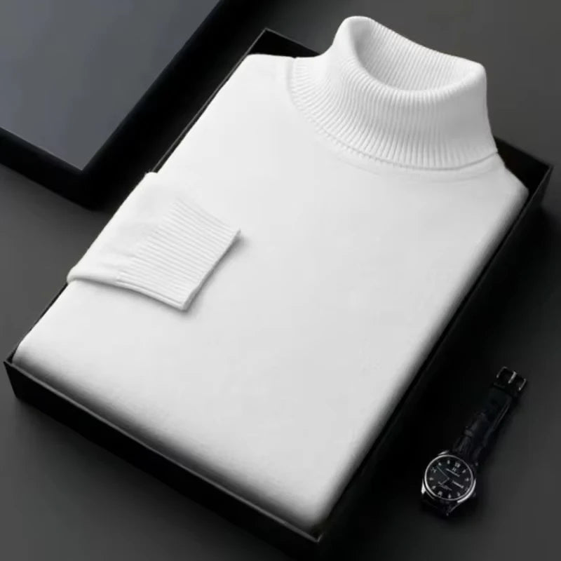 Sweatwear Mens Anti - pilling High Quality Knitted Turtleneck Sweater Slim Fit Long Sleeve Pullover Solid Color Trend Men Clothing - Maison zamor