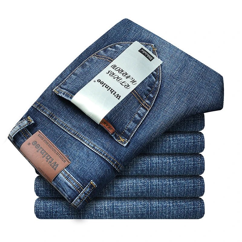 Top Brand Washed Jeans Trousers Four Season Men's High Quality Jeans Business Casual High Waist Denim Pants - Maison zamor