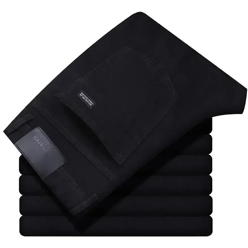 Top Brand Washed Jeans Trousers Four Season Men's High Quality Jeans Business Casual High Waist Denim Pants - Maison zamor