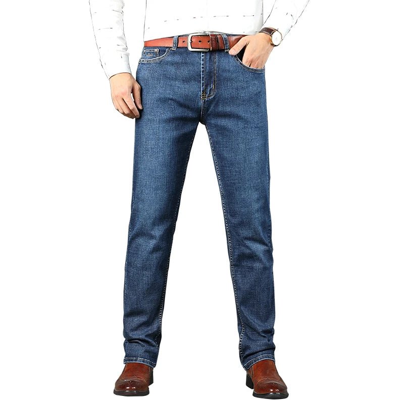 Top Brand Washed Jeans Trousers Four Season Men's High Quality Jeans Business Casual High Waist Denim Pants - Maison zamor