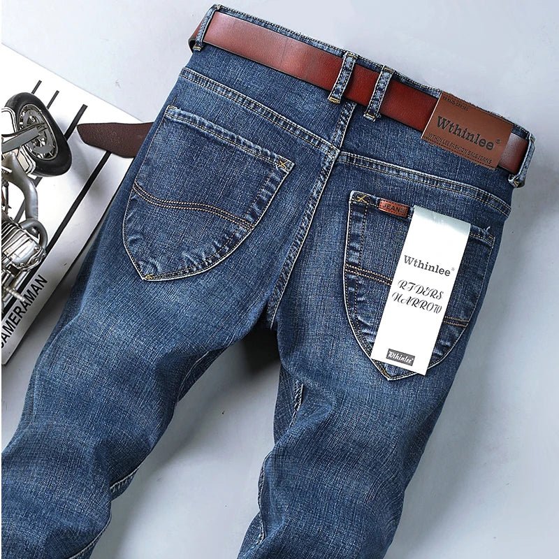 Top Brand Washed Jeans Trousers Four Season Men's High Quality Jeans Business Casual High Waist Denim Pants - Maison zamor