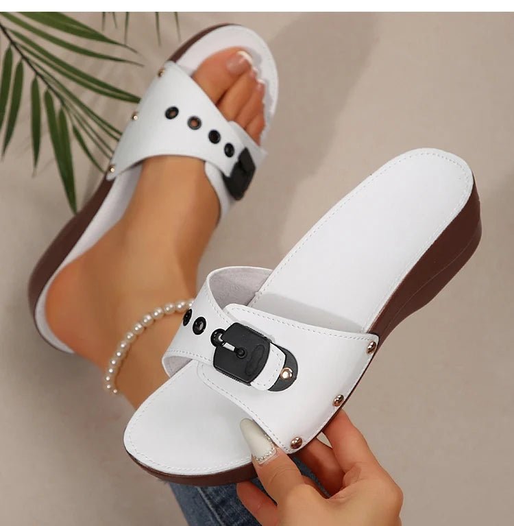 Women's Sandals Luxury Heels Shoes For Summer Woman Sandals Soft Wedges Heeled Sandalias Mujer 2025 New Sandals Summer Slippers - Maison zamor