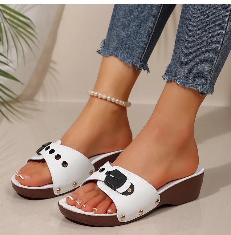 Women's Sandals Luxury Heels Shoes For Summer Woman Sandals Soft Wedges Heeled Sandalias Mujer 2025 New Sandals Summer Slippers - Maison zamor