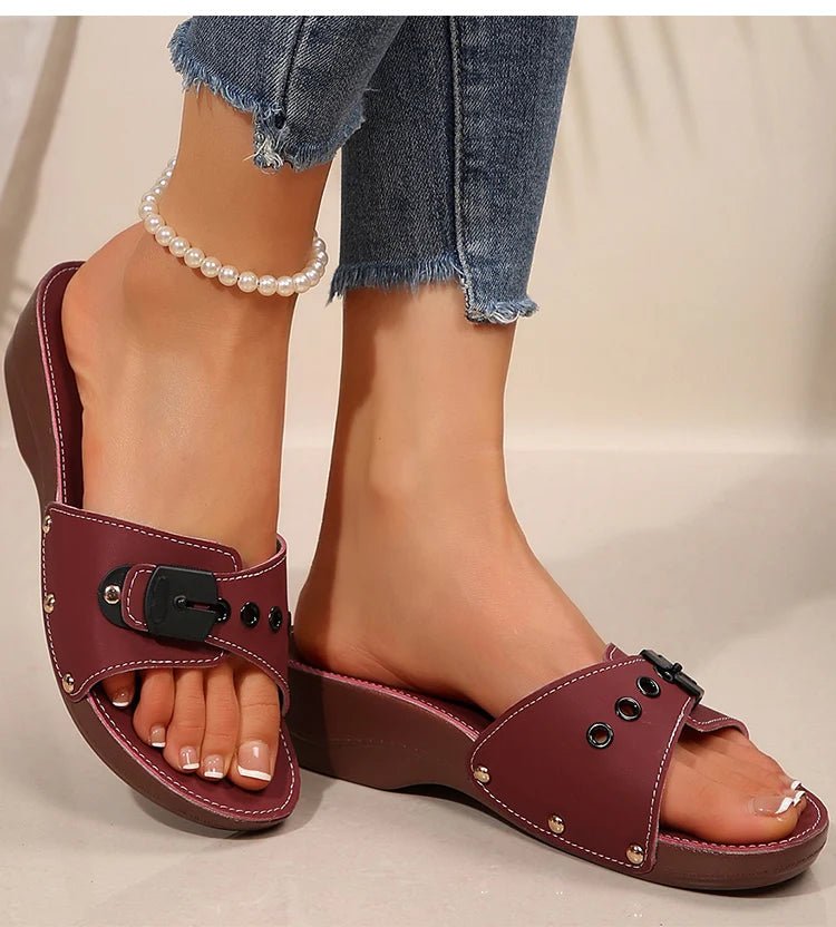 Women's Sandals Luxury Heels Shoes For Summer Woman Sandals Soft Wedges Heeled Sandalias Mujer 2025 New Sandals Summer Slippers - Maison zamor