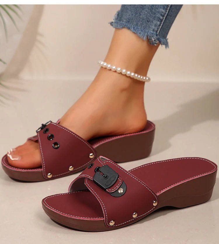 Women's Sandals Luxury Heels Shoes For Summer Woman Sandals Soft Wedges Heeled Sandalias Mujer 2025 New Sandals Summer Slippers - Maison zamor