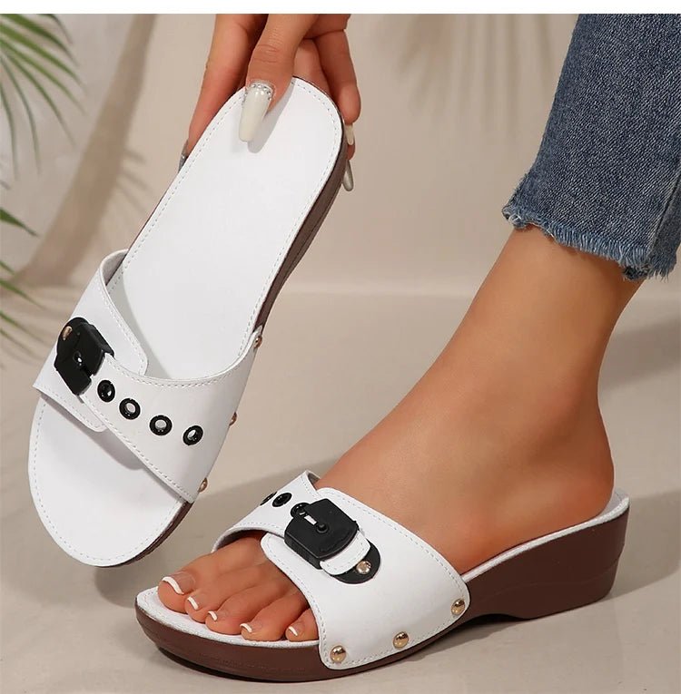 Women's Sandals Luxury Heels Shoes For Summer Woman Sandals Soft Wedges Heeled Sandalias Mujer 2025 New Sandals Summer Slippers - Maison zamor