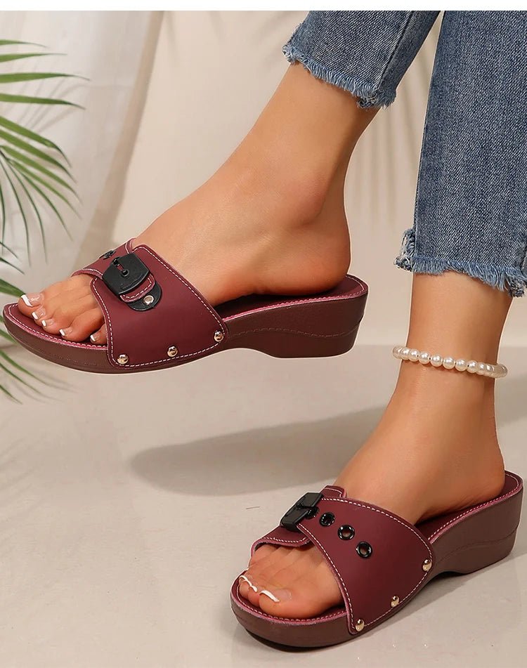 Women's Sandals Luxury Heels Shoes For Summer Woman Sandals Soft Wedges Heeled Sandalias Mujer 2025 New Sandals Summer Slippers - Maison zamor